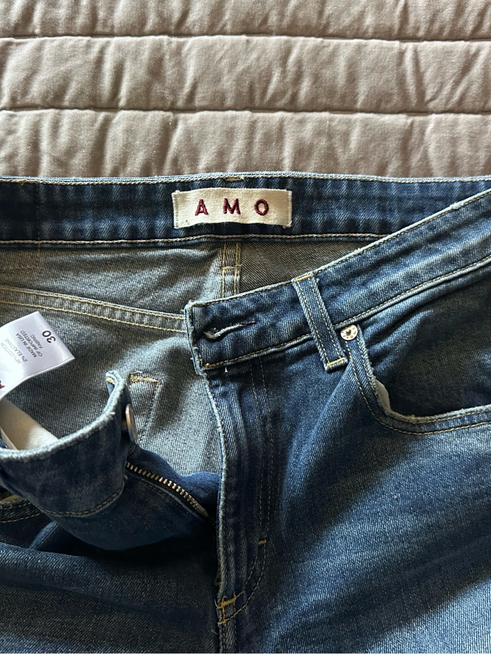AMO Men's Medium Blue Slim Straight Jeans